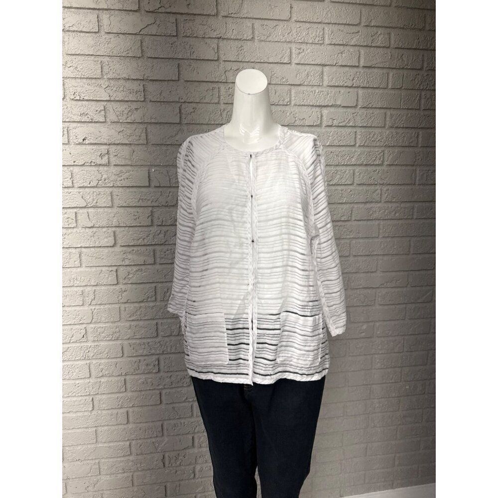 Coldwater Creek Women White Long Sleeve Shirt / Jacket Size 12